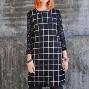 Gudrun Sjoden Med. “Chess” Sweater Dress Black & Natural